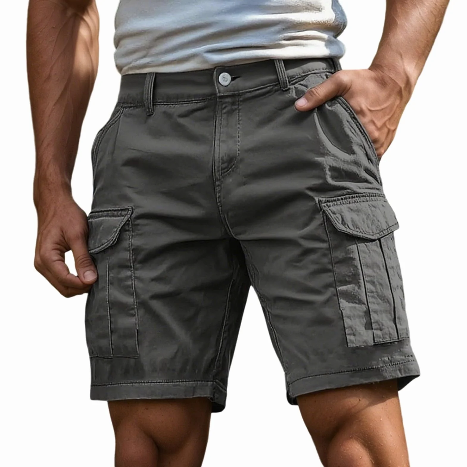 Generico Pantaloncini Uomo - 2026 Nuovo Estivi Leggeri Bermuda Cargo con Tasche Laterali Pantaloni Corti Slim Fit Shorts Estivi Casual Sportivi Pantaloncini lavorouomo Uomo Cargo
