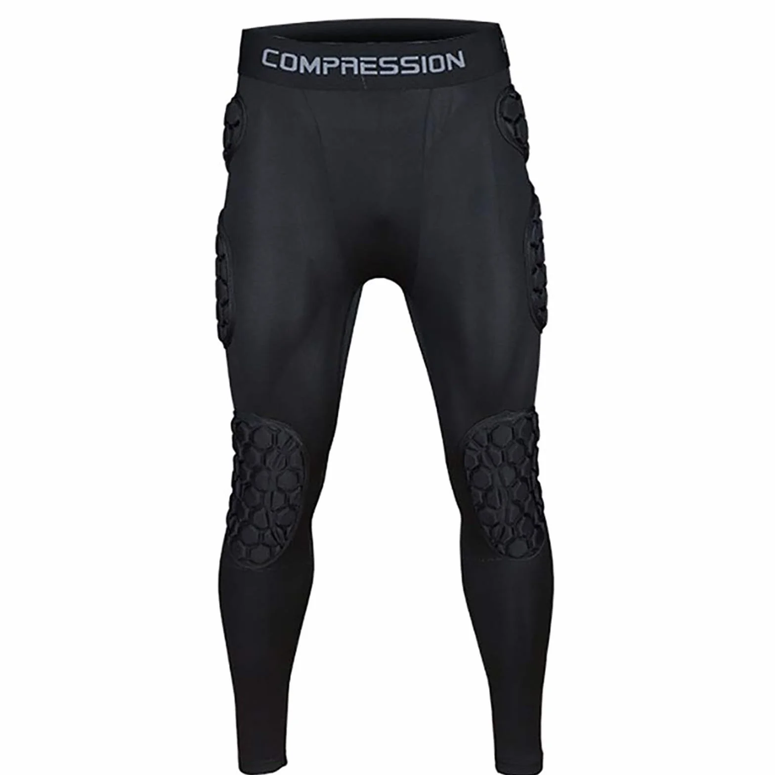 Pantaloni da calcio imbottiti e ammortizzanti con cuscinetti a nido d'ape, leggings integrati da uomo, pantaloni da portiere di protezione per una protezione completa