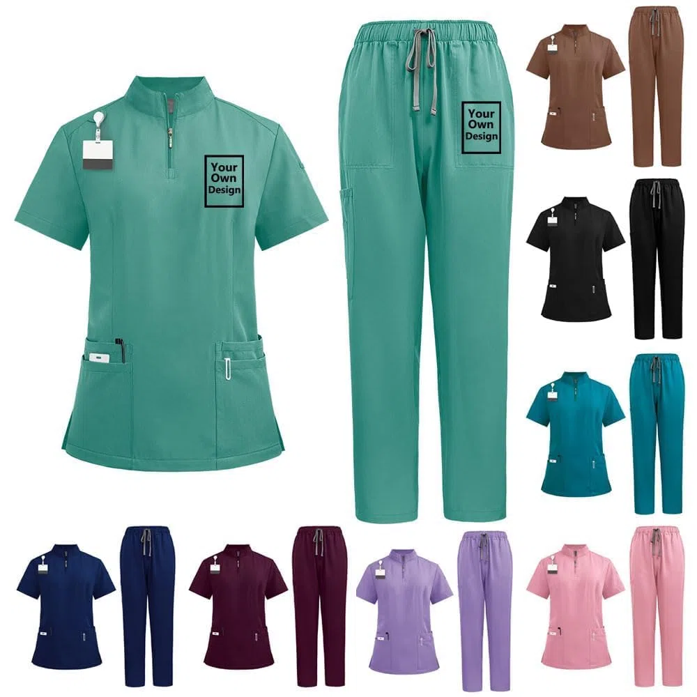 Set di scrub da donna, Uniforme Sanitaria Donna, set personalizzato per infermieri, chirurgici, ospedali, uniformi mediche, estetiste