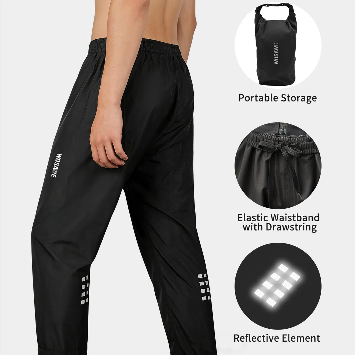WOSAWE Pantaloni Impermeabili Unisex Leggeri Traspiranti da Moto Antipioggia Antivento Pantaloni da Trekking con Copertura per Scarpe
