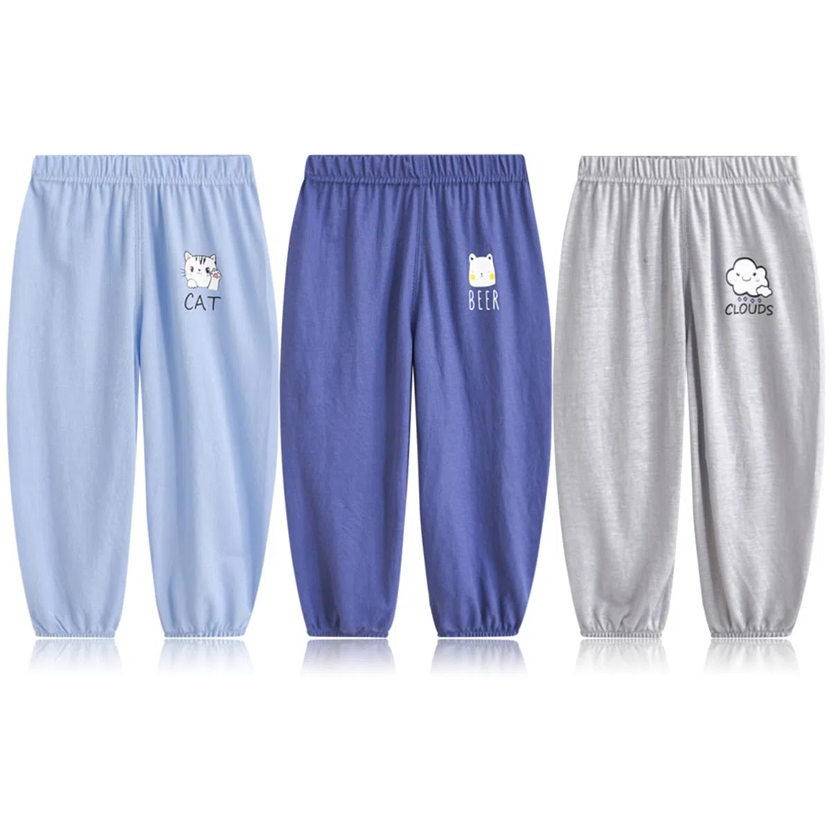 Confezione da 4 Pantaloni Lunghi Leggeri per Neonati Cotone Bambini Ragazze Ragazzi Bloomers Pantaloni Estate Firm Jogging Bottoms Casual Elastici Pantaloni Estate