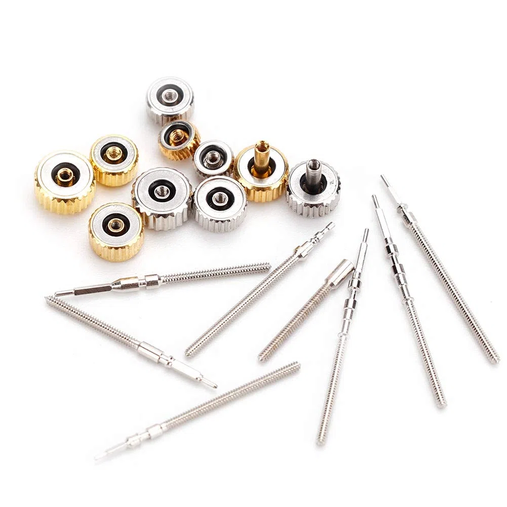 Akozon Kit Orologio con Corona e Stelo da 8 Mm, Set da Barra per Strumento di Riparazione Dell'orologio Accessorio di Ricambio Molla della Corona in Acciaio Inossidabile