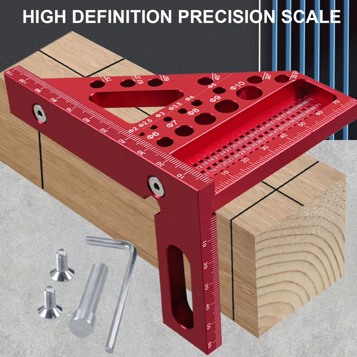 Multi Angoli Righello di Misura 45/90 Gradi Lavorazione Del Legno Goniometro Quadrato Linea Disegno Righello Triangoli Righello