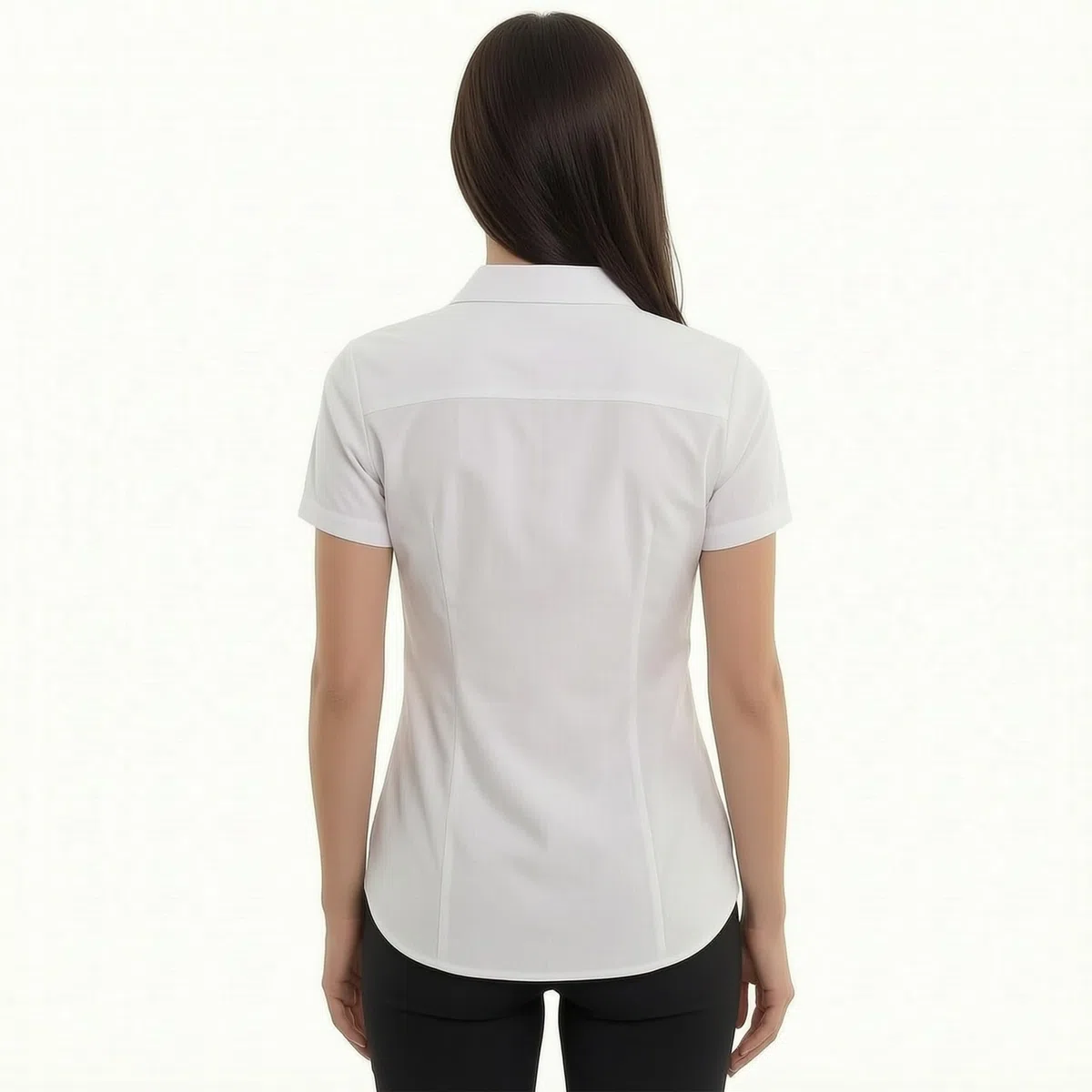 Camicia Donna Maniche Corte Elegante Elasticizzata Camicetta Ufficio Formale Business Casual Blusa Aderente Estiva