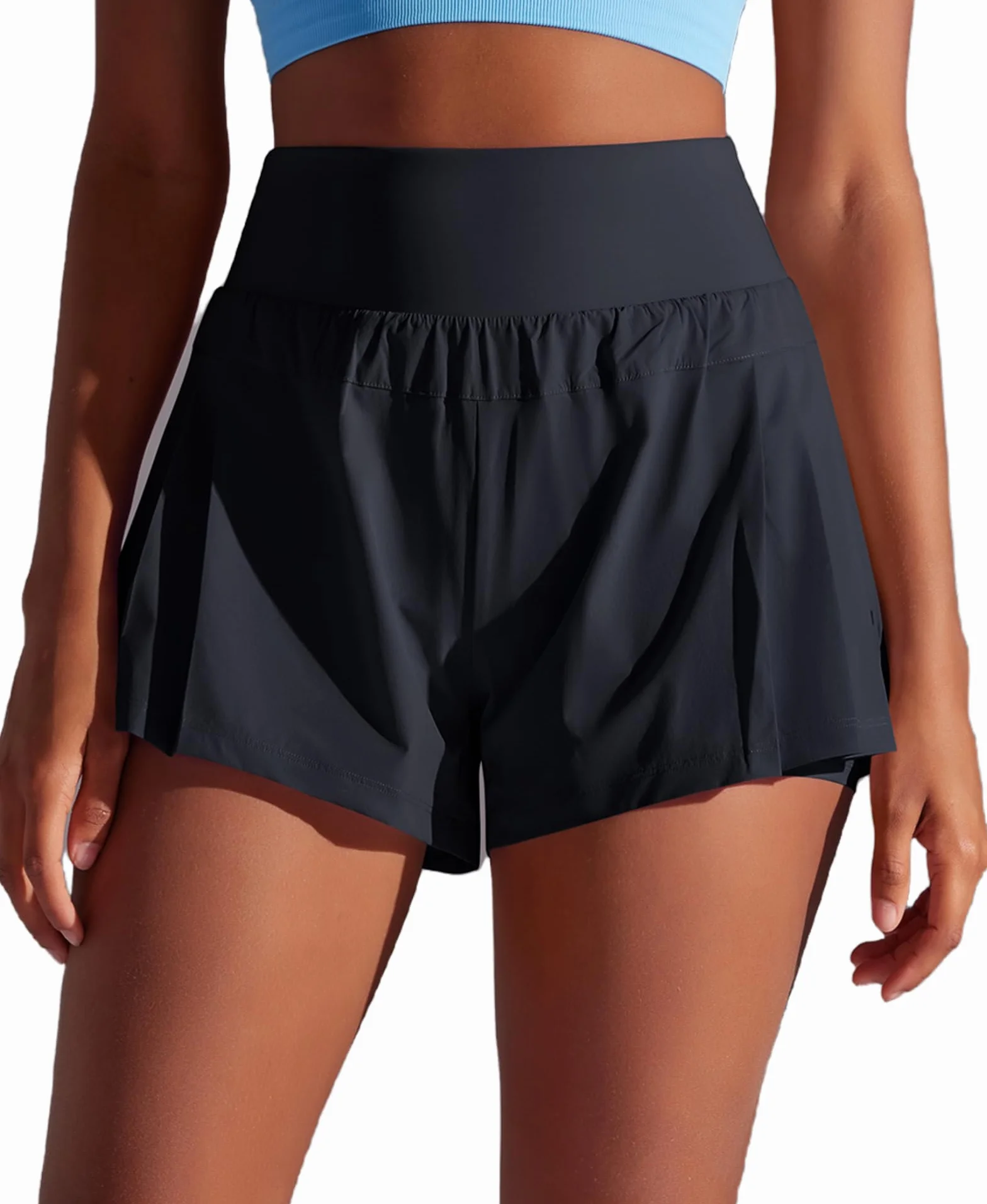 Pantaloncini da Corsa Donna 2 in 1 Pantaloni Sportivi Corti Estivi da Tennis Fitness Yoga Corsa con Tasca Posteriore