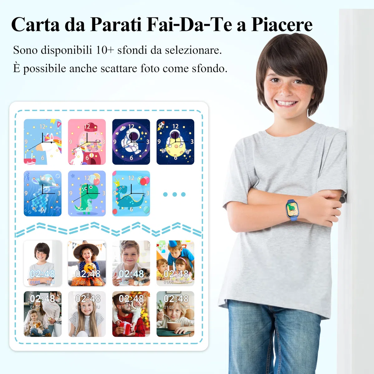 KALINCO Smartwatch Bambini Uomo Donna, 20+ Funzioni Orologio Ragazza Ragazzo, 30+ Giochi Sveglia Calcolatrice Contapassi Fotocamera Musica Torcia Abitudine Formazione, Bambino 5+ Anni Natale Regalo