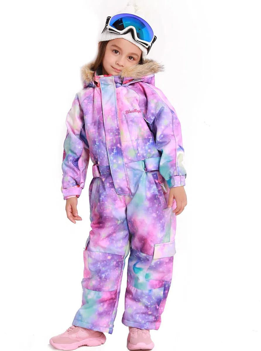 Bluemagic Tute da Neve Bambino e Ragazzi, Tute da Sci Bambine e Ragazze, Tuta da Neve di un Pezzo Bambini Invernale Outdoor Antivento, Calda, Impermeabile e Traspirante, Apertura con Cerniera