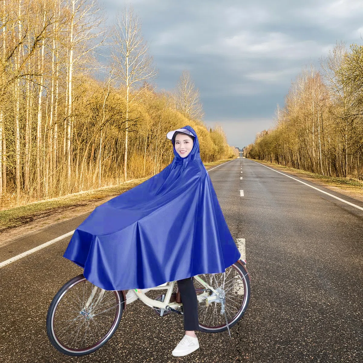 Mantella da Bicicletta, Impermeabile Portatile con Cappuccio, per Mountain Bike, Bici Elettriche