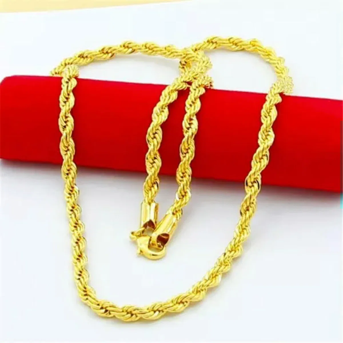 Collana placcata Oro 24K, Collana con Corda Intrecciata da 4 mm, Catena per Uomo e Donna, Regalo da 60 cm