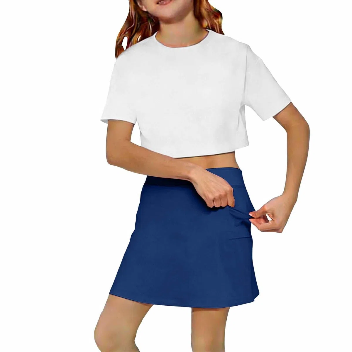 Gonna-Pantaloncino Sportivo da Bambina con Pantaloncini e Tasche per Giocare a Tennis e Cheerleading, Tessuto Elasticizzato e Confortevole
