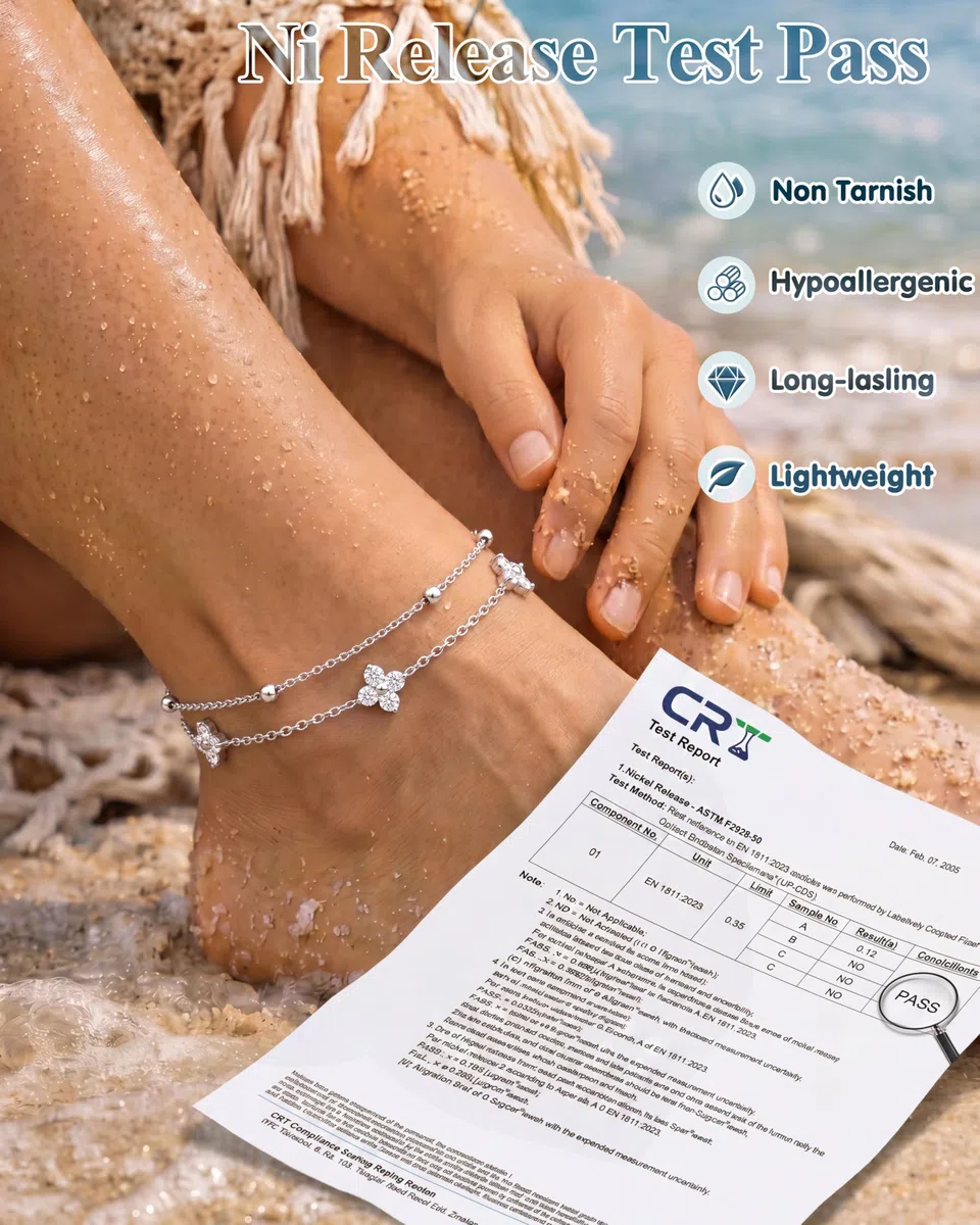 Chriscoco Cavigliera Donna Argento 925 Regolabile Cavigliera Argento 925 Cavigliere Farfalla Cuore CZ Doppio Impermeabili Cavigliere Spiaggia Gioielli per Donna Ragazza