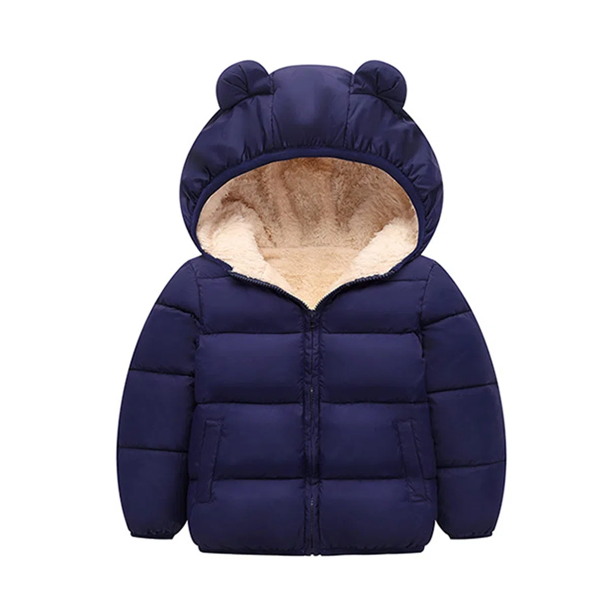 Cappotto Bambino Unisex Invernale con Cerniera e Cappuccio in Tinta Unita, Giubbino Bimbo Carino Orecchie di Orso, Giacca Imbottita Antivento Regalo Abbigliamento Neonato
