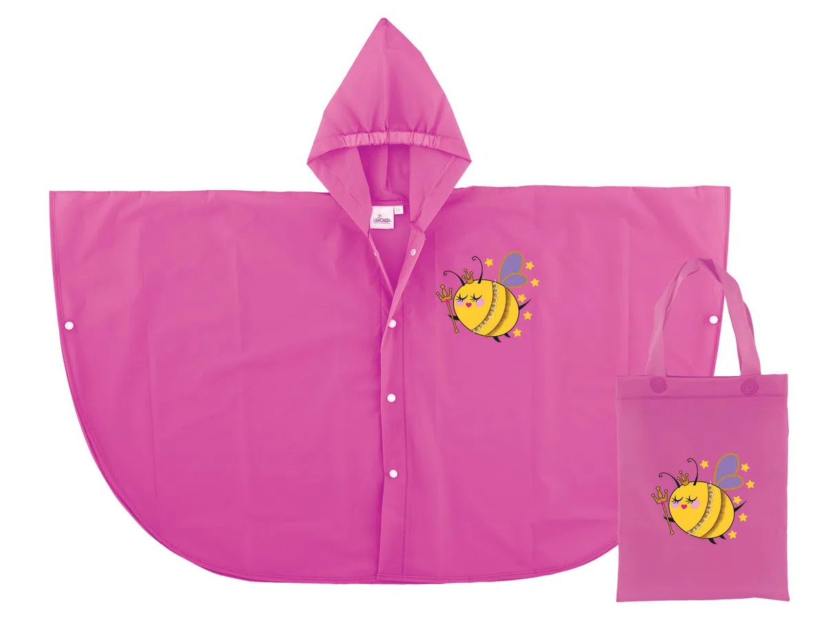 siggi Mantella Antipioggia Bambino e Bambina con Cappuccio + Borsina Omaggio | Taglie 3/4-5/6 Anni (Fucsia, 5-6 Anni)