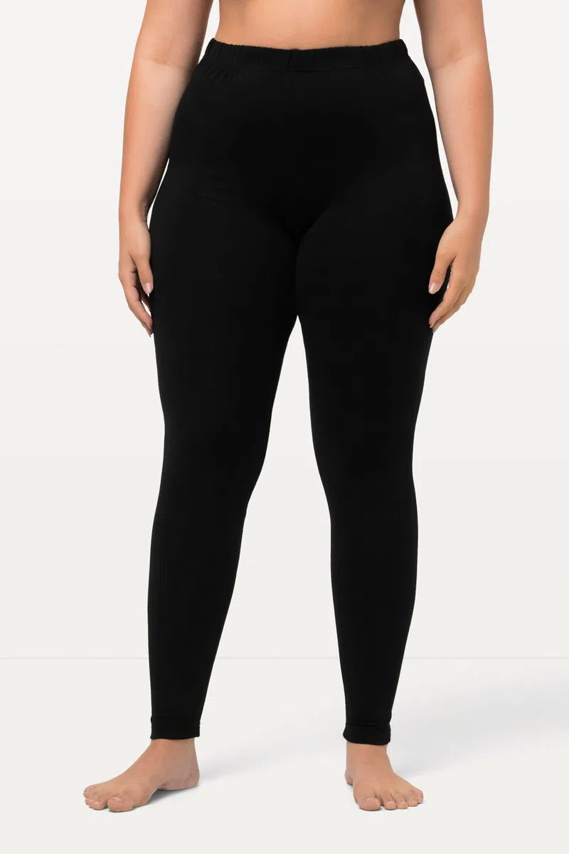 Ulla Popken Leggings Aderenti in Jersey di Puro Cotone con Cintura Completamente Elastica, Fino alla tg. 82 485548