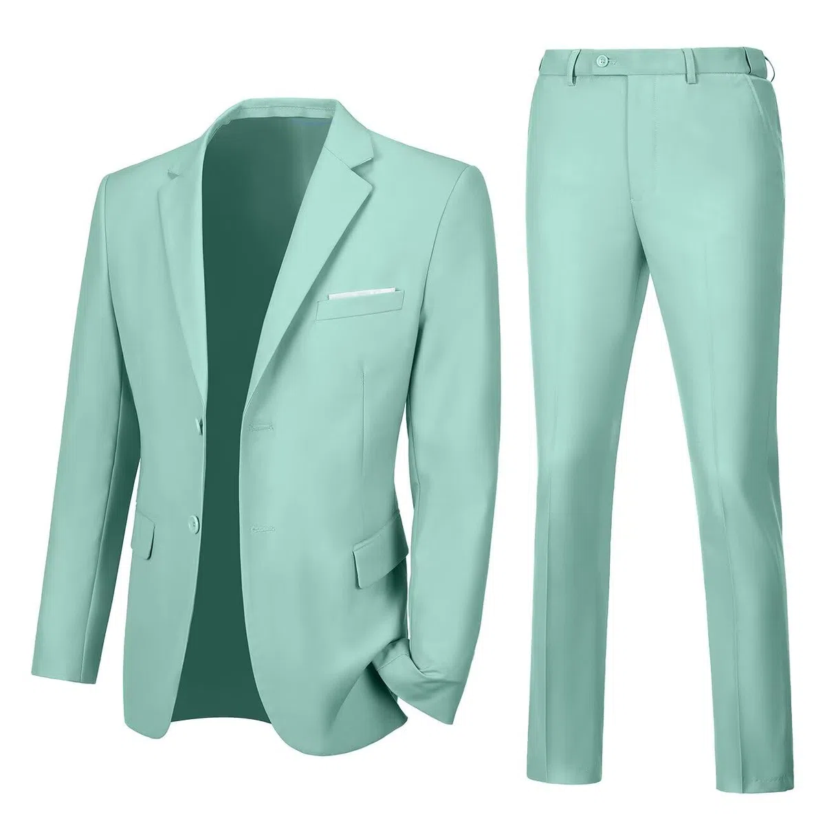 Completo da uomo slim fit, 2 pezzi, con risvolto dentellato a due bottoni, tinta unita, giacca e pantaloni, set smoking per ballo di fine anno