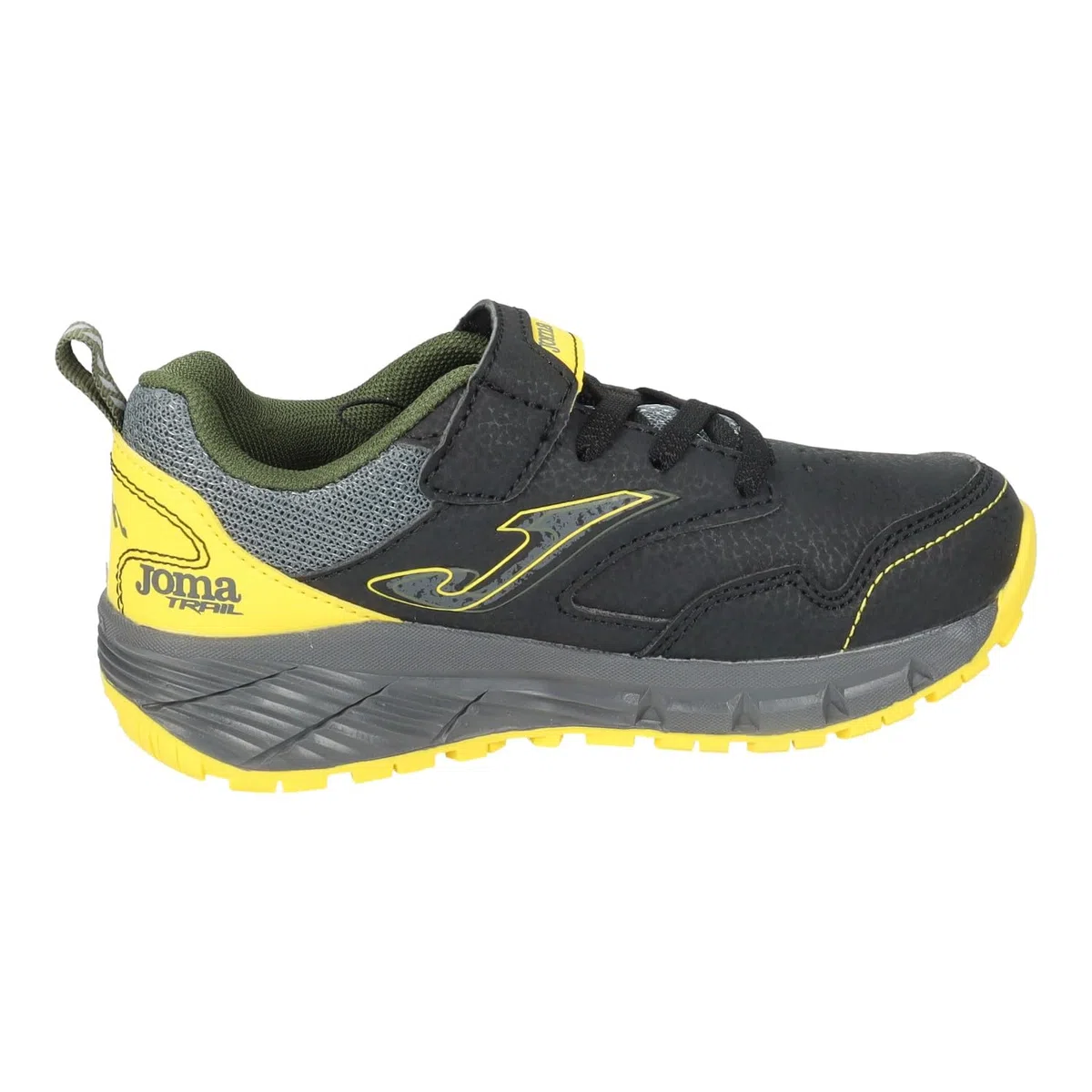 Joma Tundra Jr Scarpe da bambino nere e gialle con lacci e velcro