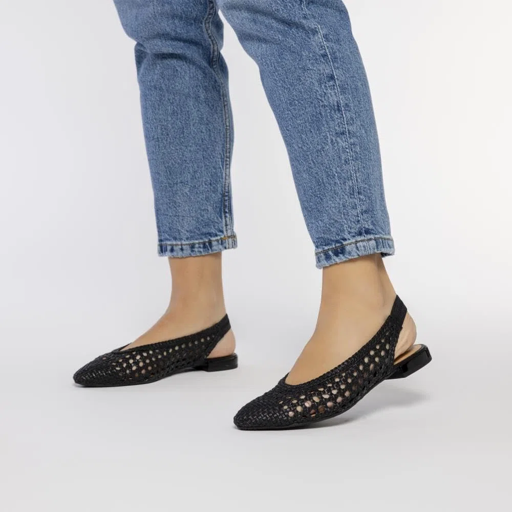 GIOSEPPO Ballerine Intrecciate in Pelle in Color Nero da Donna GUATAVITA