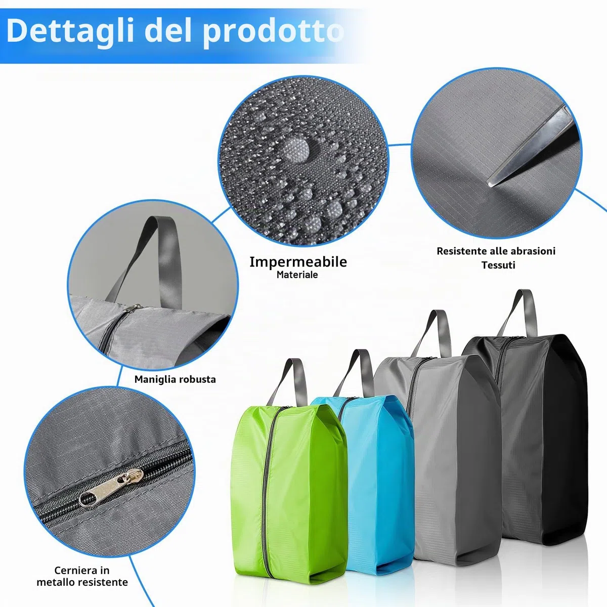 8 Pezzi Sacchetti per Scarpe da Viaggio, Borsa Porta Scarpe con Cerniera e Manico Portascarpe da Viaggio Per Scarpe,Vestiti (2 Misure)