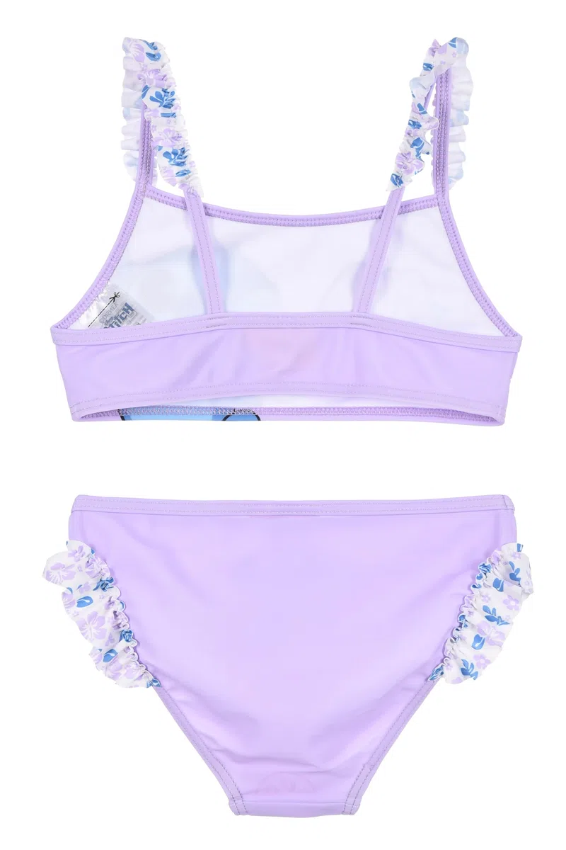 Disney Costume da Bagno Stitch per Bambine, Bikini 2 Pezzi con Volant, Blu e Rosa