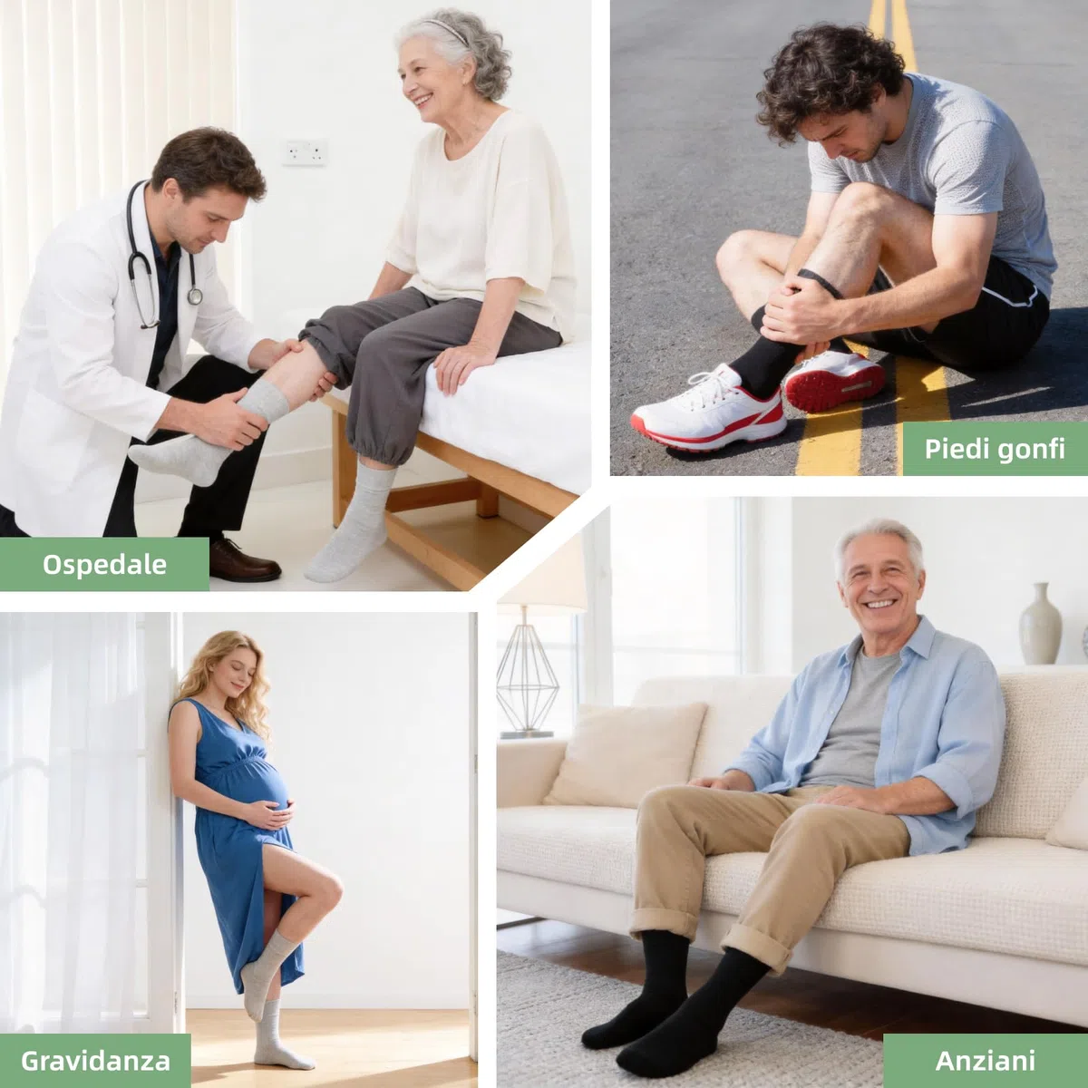 LOFIR Calzini Diabetici Uomo e Donna: Calze Sanitarie in Bambù Senza Cuciture Senza Elastico Morbido per Piedi Gonfi e Anziani 6 Paia
