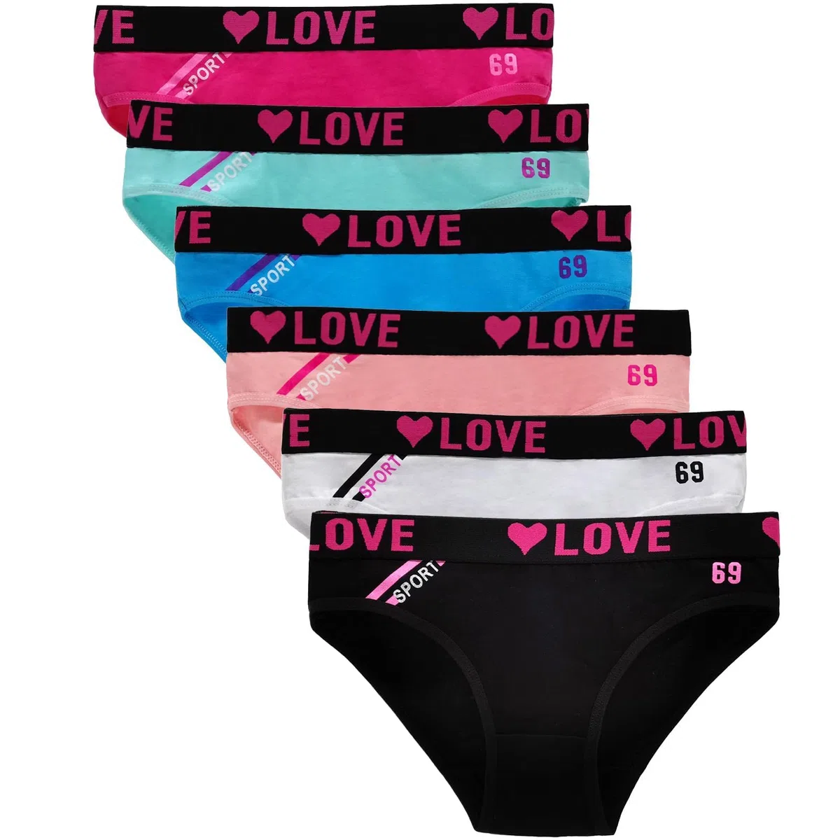 Slip da Ragazza Confezione da 6 Slip Alti Elasticizzati Slip Comfort Slip da Indossare Ogni Giorno con Slip Cintura Sportiva per Ragazze e Donne 8-18 Anni