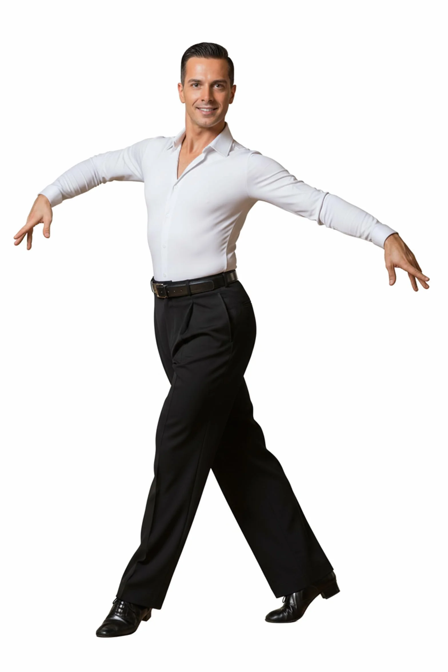 Pantalone Uomo per Danza Standard e Ballo da Sala con Pieghe Davanti e Tasche a Filetto