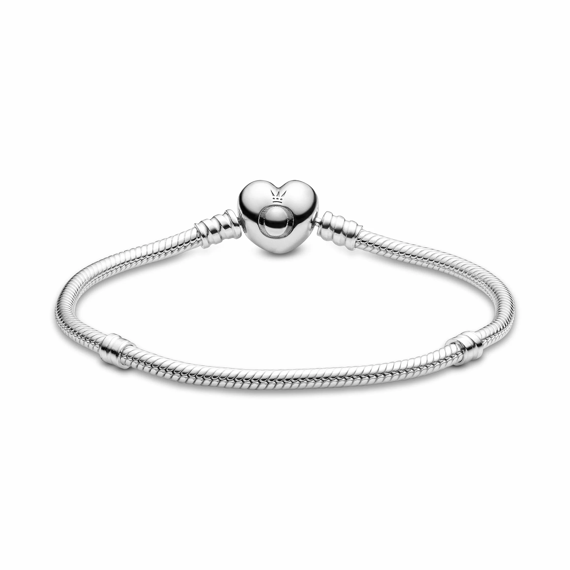 PANDORA Icons Bracciale in argento con maglia snake e chiusura a cuore