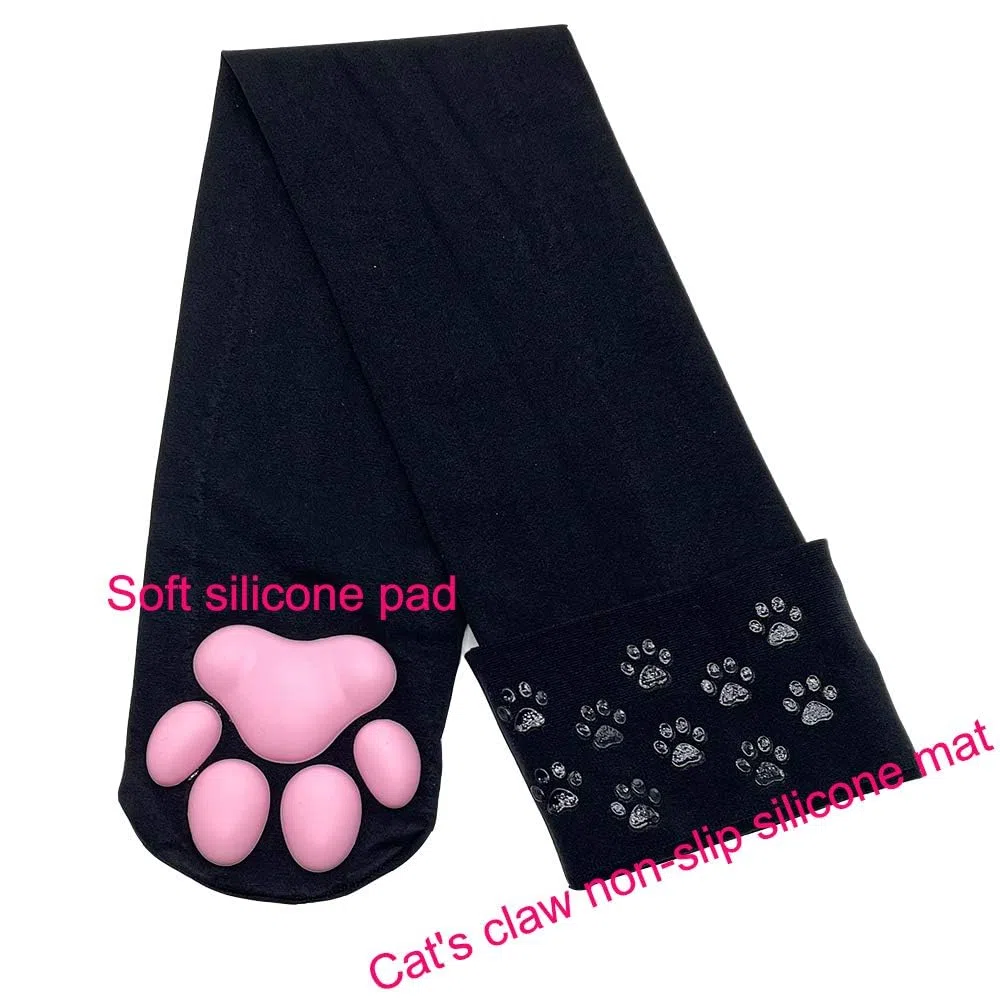 Calze alte alla coscia, calze rosa con artigli di gattino 3D Calzini con zampa di gatto carino per ragazze Donne Cat Cosplay