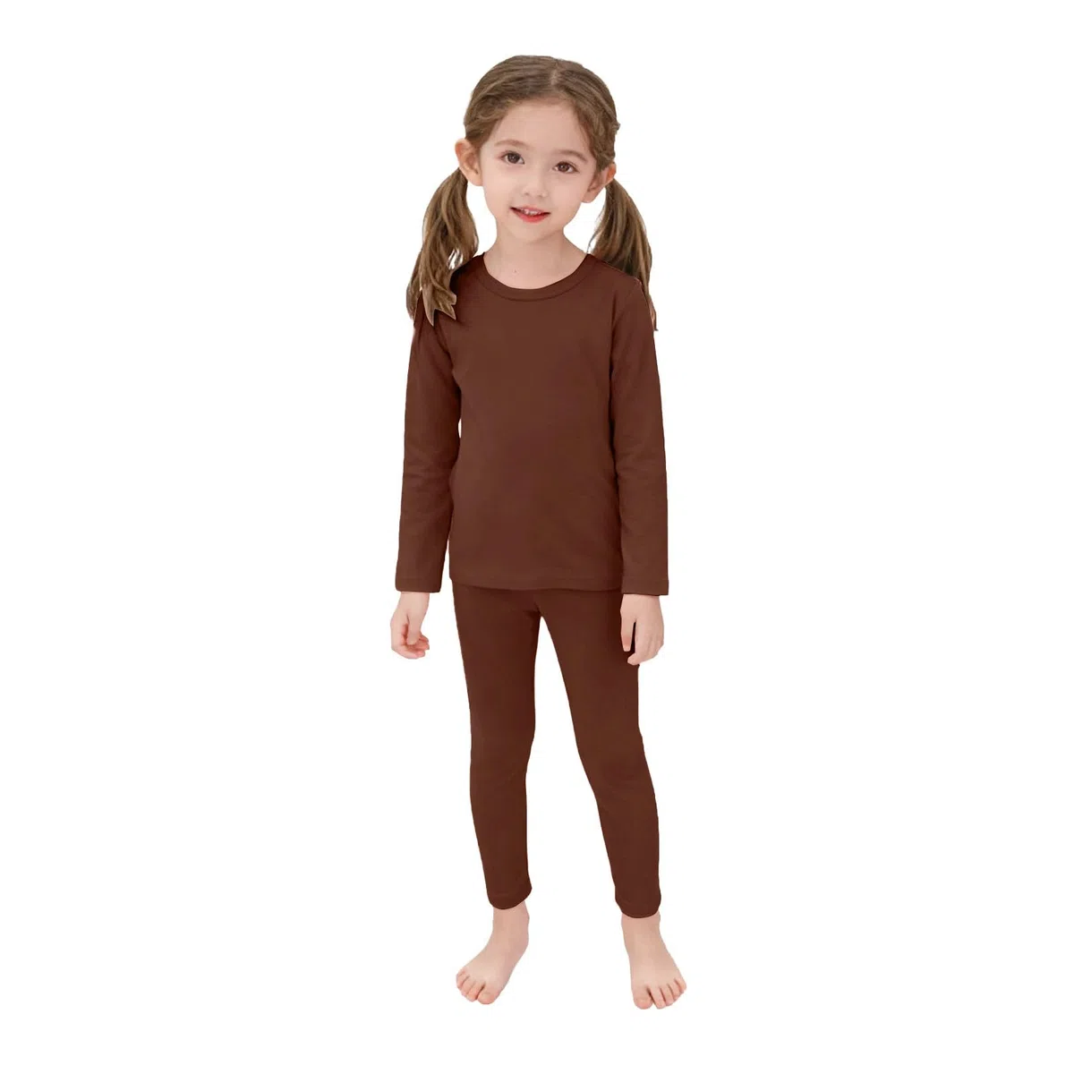 Camicia termica per bambini in cotone pantaloni abiti 2 pezzi girocollo maniche lunghe maglione intimo pantaloni atletici set ragazzi ragazze tinta unita spesso caldo pullover felpe vestiti