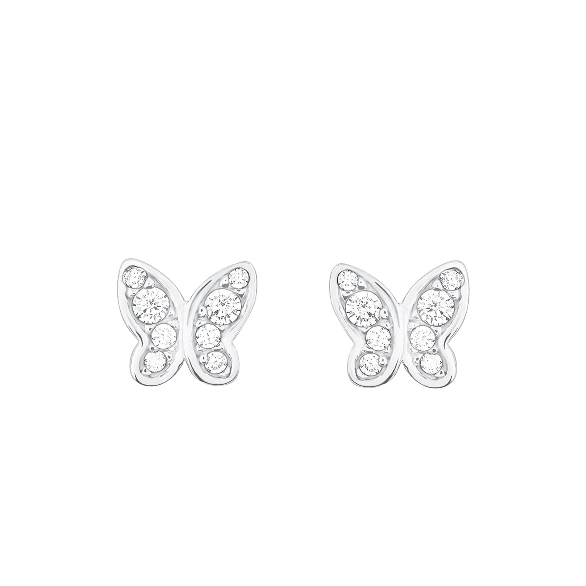 sOliver Orecchini a bottone in argento Sterling 925 per bambine, con zirconi sintetici, a forma di farfalla, forniti in una confezione regalo per gioielli
