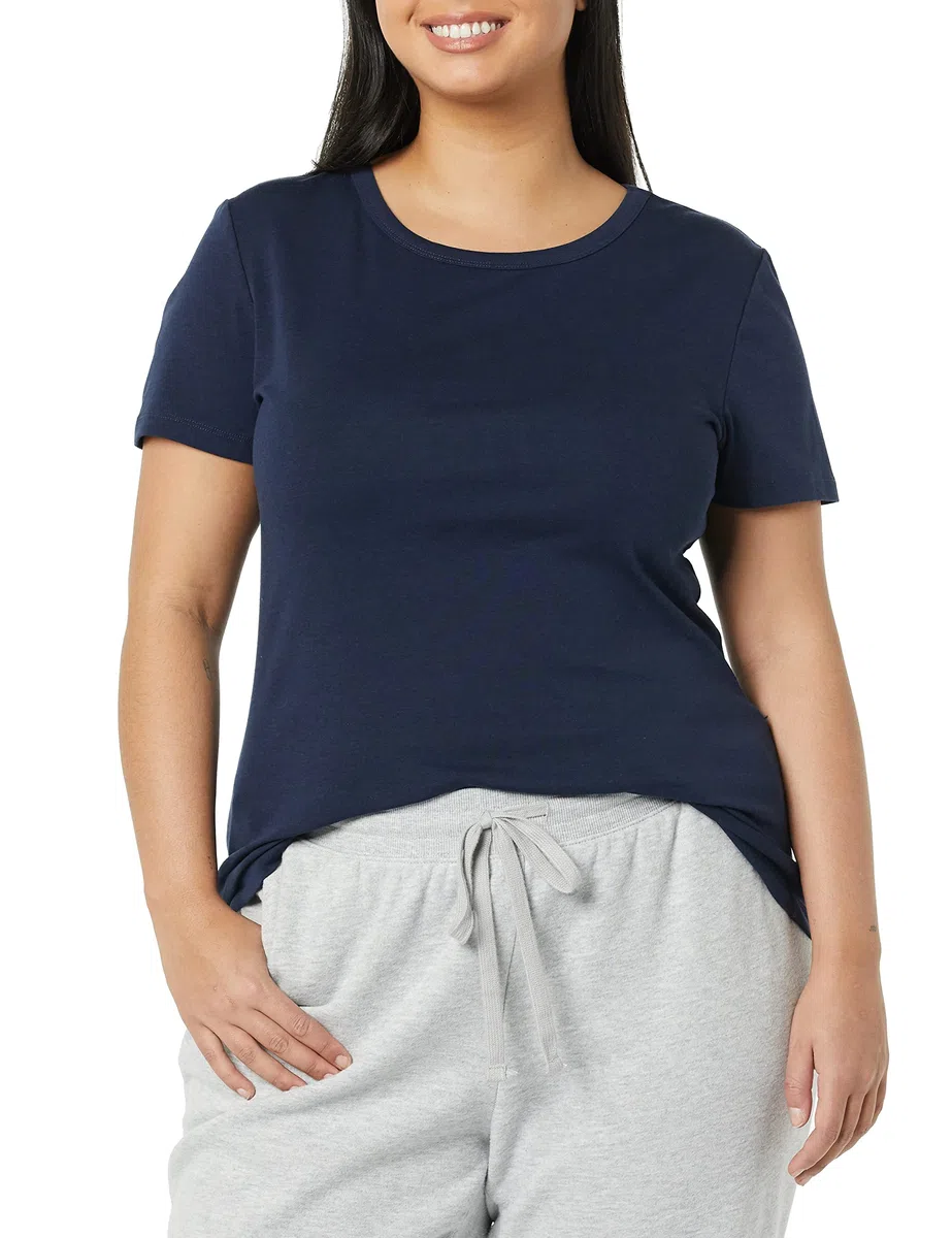 Amazon Essentials Donna T-Shirt Girocollo a Maniche Corte Slim