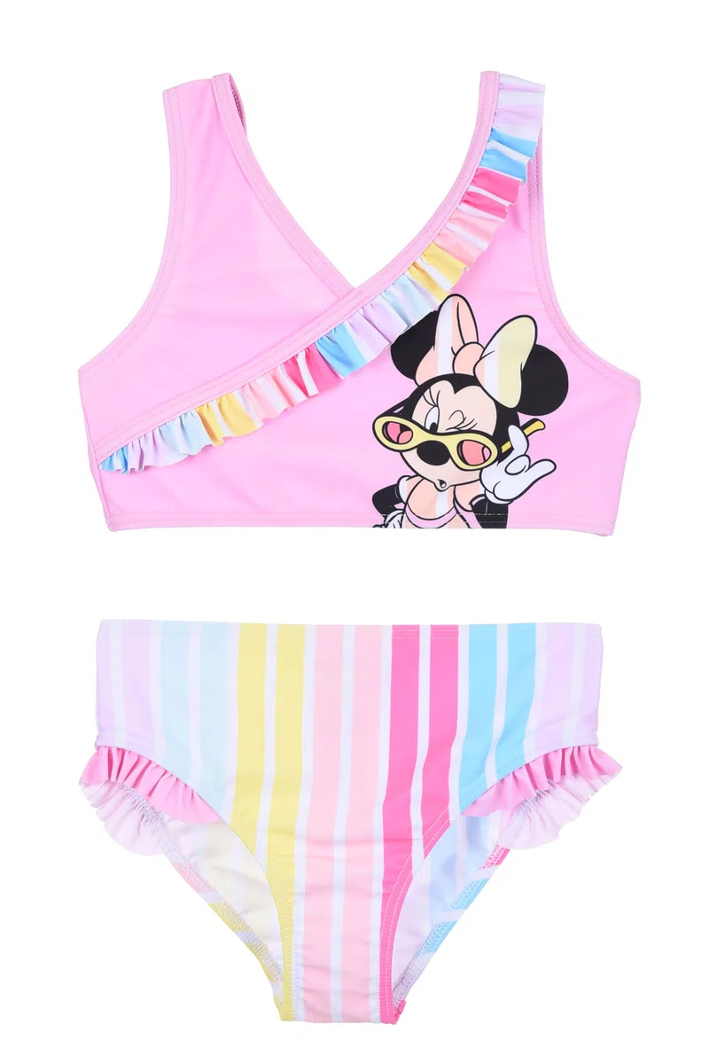 Disney Minnie Mouse Bikini per Bambine, Arcobaleno Costume da Bagno Due Pezzi Estivo per Ragazze, Taglia 3 Anni | Rosa