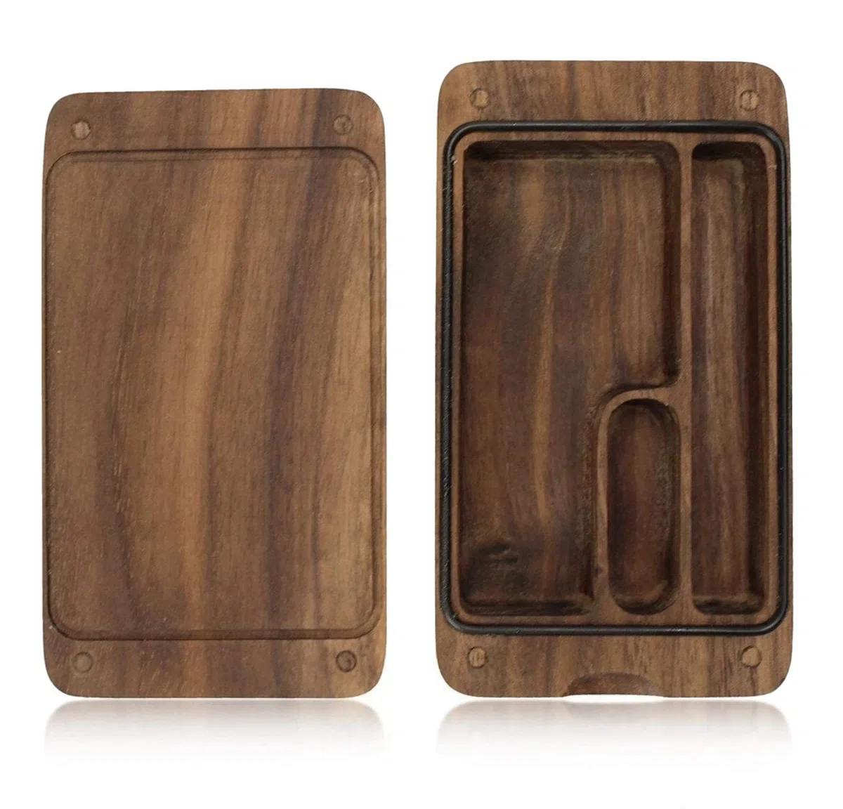 Marley - Porta sigarette, in noce naturale americano, con scomparti e chiusura magnetica, ideale come regalo e accessori essenziali per fumare