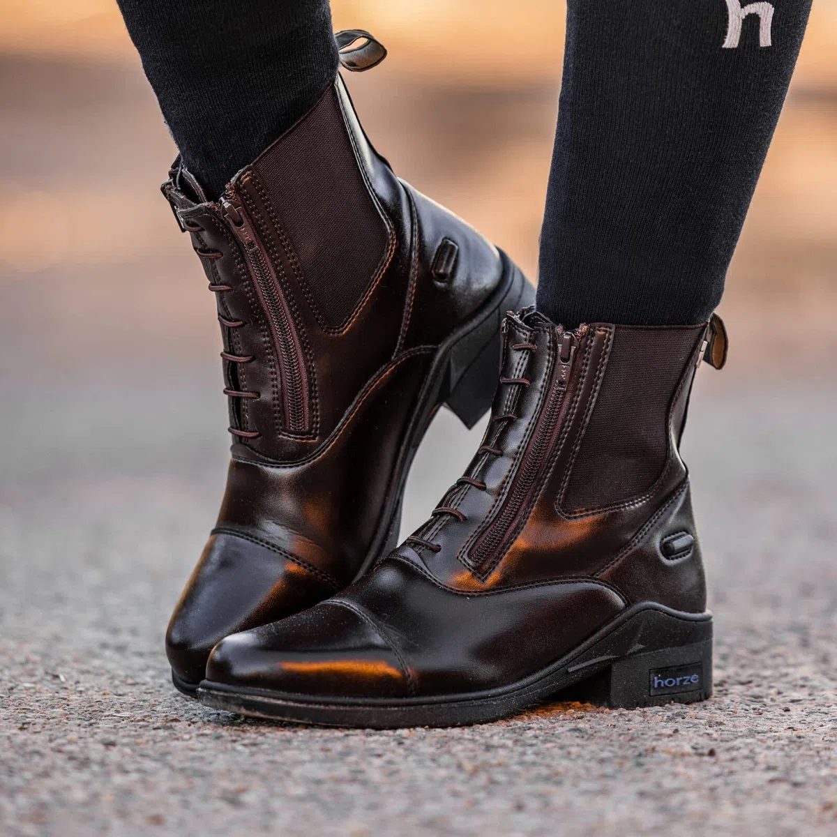HORZE Stivaletti da equitazione da donna Kingston, Jodphur con doppia chiusura lampo