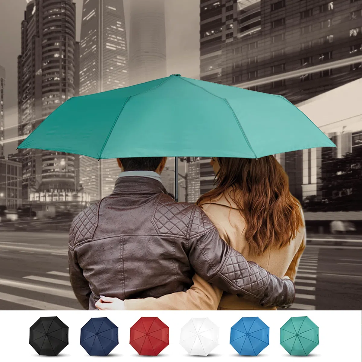 PERLETTI Ombrello Portatile Donna Uomo da Borsa - Ombrello Pieghevole da Pioggia Antivento - Ombrello Mini Ombrello Piccolo con Apertura e Chiusura Automatica Resistente da Viaggio - Diametro 100 cm