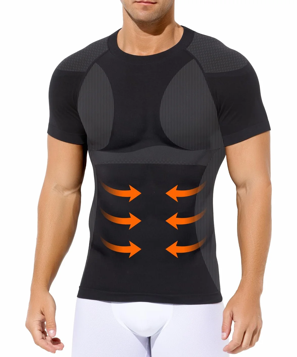 Casey Kevin Maglietta Compressione Uomo, Controllo della Pancia Maglia Dimagrante Uomo, Sportivo Fitness Maglietta per Allenamento e Corsa
