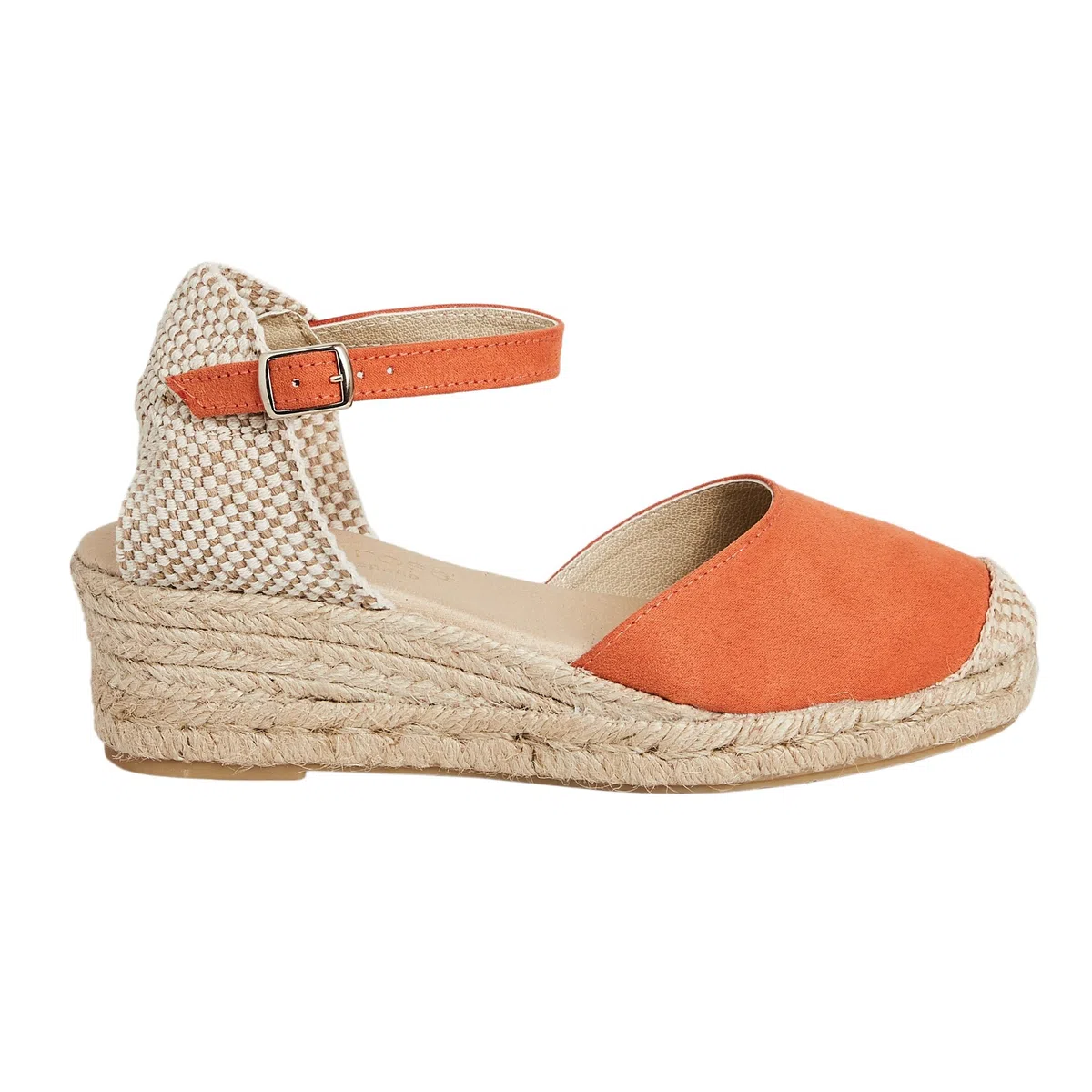 Espadrillas Donna Zeppa 5 cm in Camoscio - Sandali Chiusi Made in Spain con Cinturino - Scarpe Estive Comode in Juta e Suola in Gomma Antiscivolo