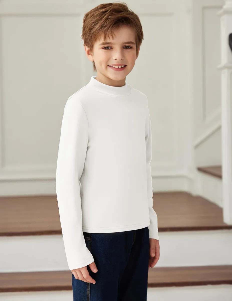 Arshiner Maglia Termica Bambino Intimo Termico per Ragazzi Maniche Lunghe, Tinta Unita Maglia/Calzamaglia Bambini Strato Base Intimo Termico Alto 5-12 Anni