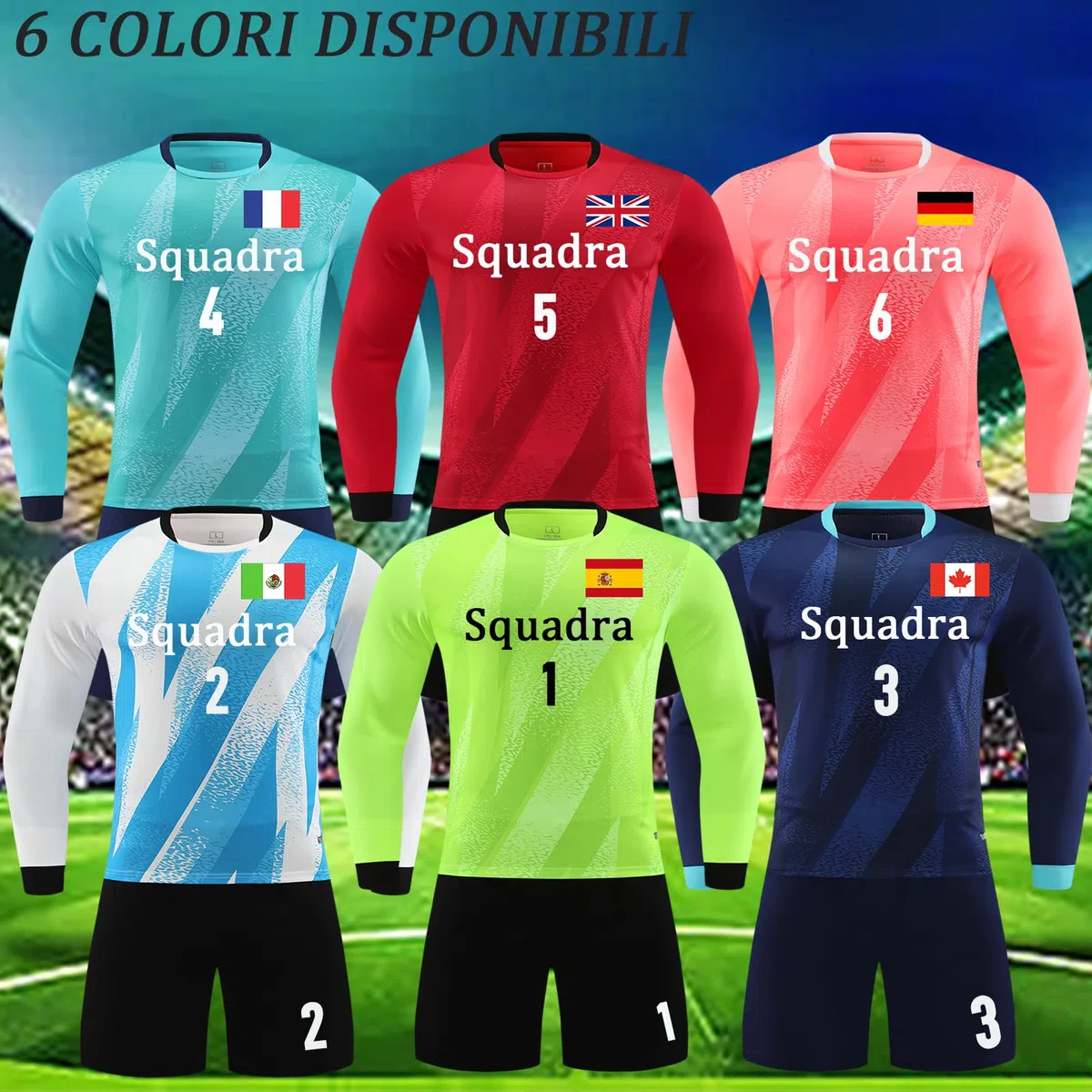 OPUTWDF Maglia Portiere Maglia Calcio Portiere Uomo Bambini, Divisa da Portiere Portiere Maglia da Allenamento Jersey A Maniche Lunghe