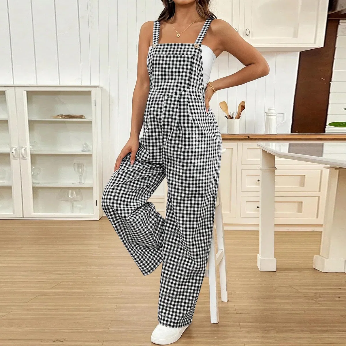 Salopette Premaman da Donna,2026 Stampa a Quadri Pantaloni Tuta Vita Regolabile Pantalone Palazzo Estiva Pantaloni,Comodi Morbido Leggings vestibilità Ampia Pants Elegante Abbigliamento