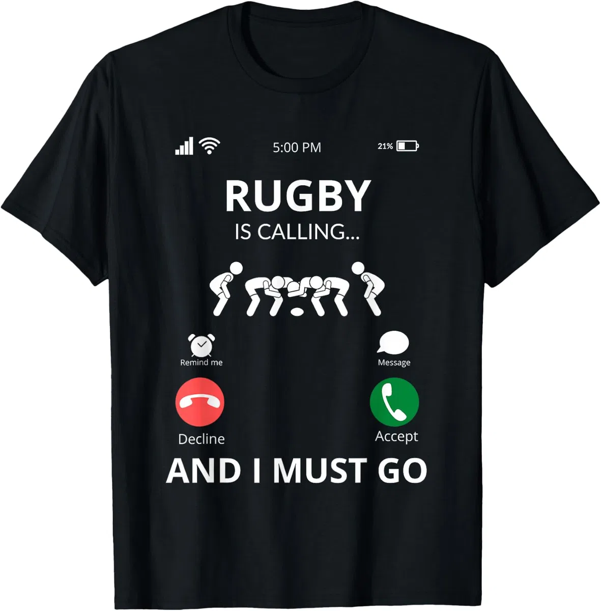 Maglietta Divertente e alla Moda con Scritta Rugby Is Calling Maglietta