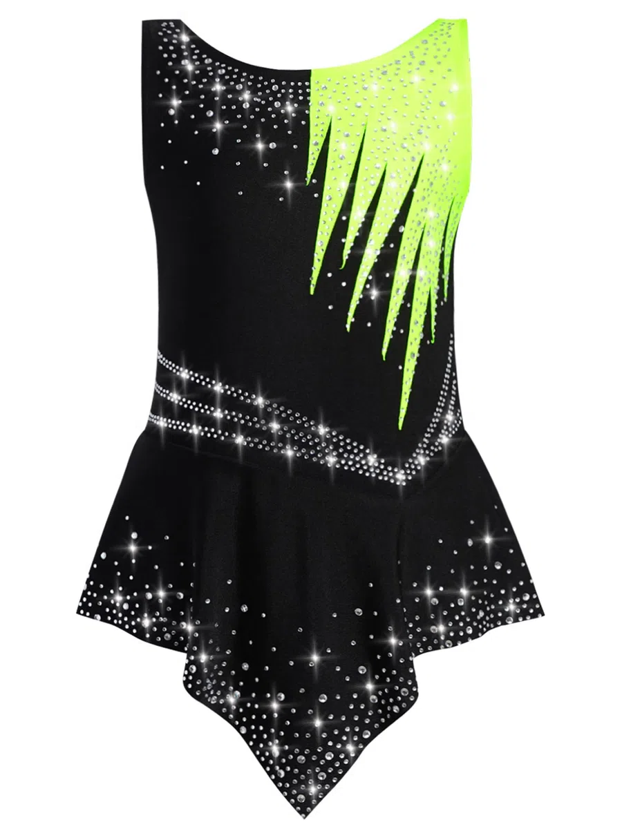 Freebily Body Ginnastica Ritmica Bambina Balletto Leotards Strass Body Danza Classica Ballerina Vestito da Pattinaggio Artistico Senza Maniche Bodysuit da Spettacolo