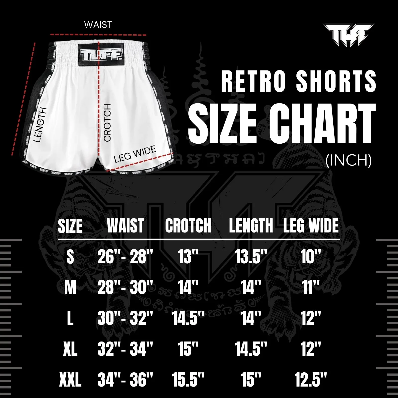 Tuff Sport Pantaloncini da Muay Thai, stile retrò, taglio slim classico, MMA, kickboxing, set da allenamento