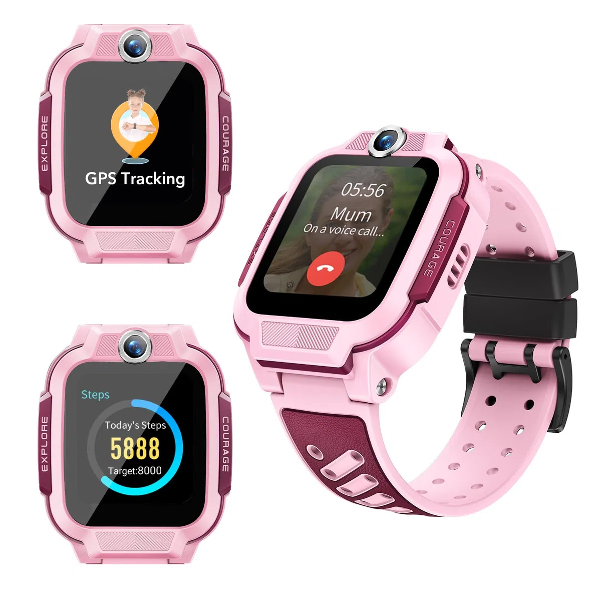 imoo Z3, smartwatch per bambini, con scheda SIM, orologio da polso per bambini, 4G, con IPX8, impermeabile, modalità aula, schermo da 1,5", 8 G, contapassi (rosa)