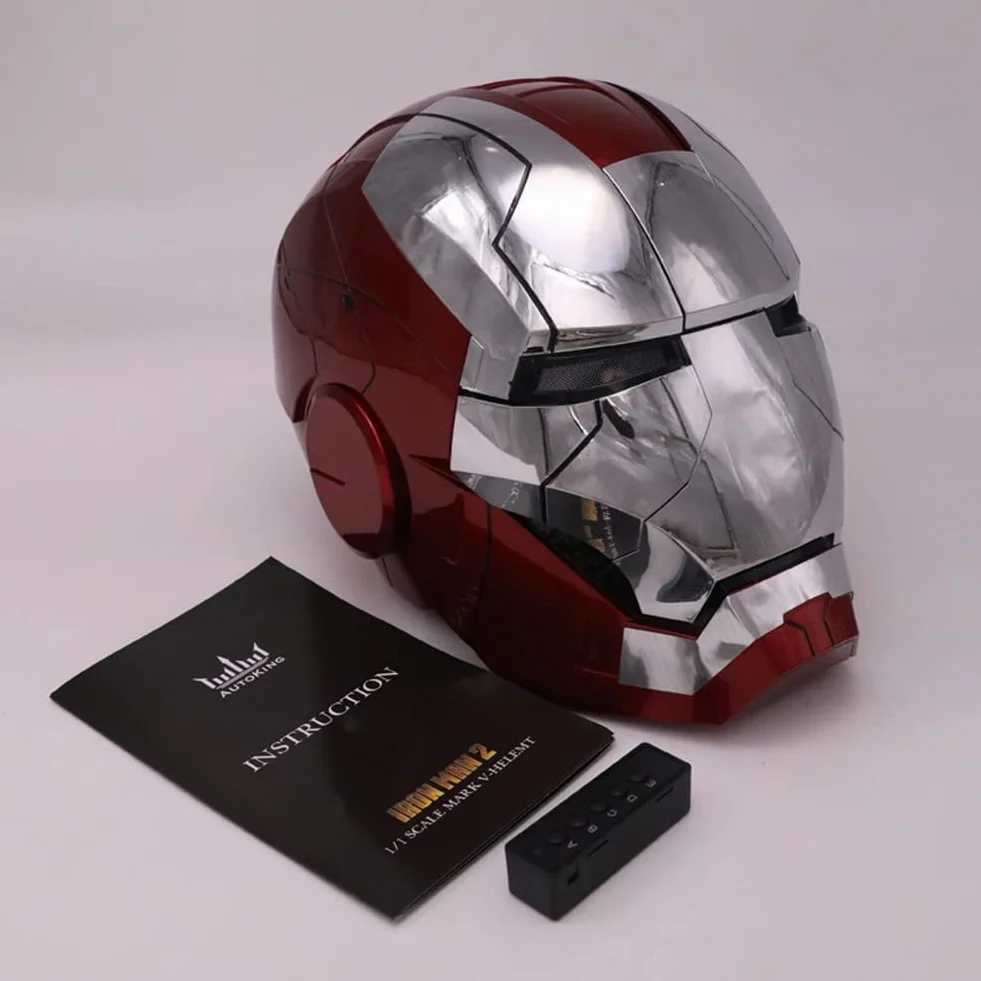 Iron Man Casco 1: 1,MK5 Portatile Elettrico Apertura e Chiusura Maschere Complete per Halloween Compleanno Regalo di Compleanno Prop BGGNG con Voce Saluto Touch Controllo, A, Size