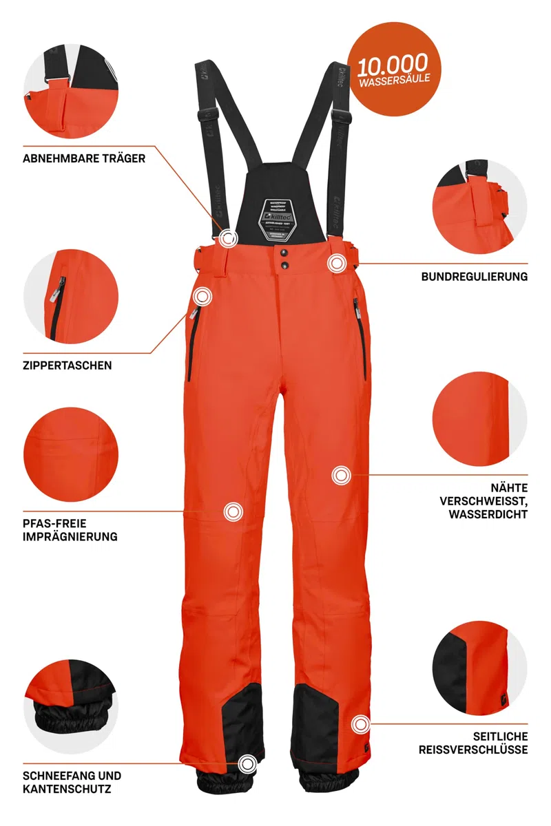 Killtec - Ksw 100 Enosh Mn Ski Pnts, Pantaloni da Sci/Funzionali con Bretelle Staccabili, paraspigoli e Protezione antineve Uomo