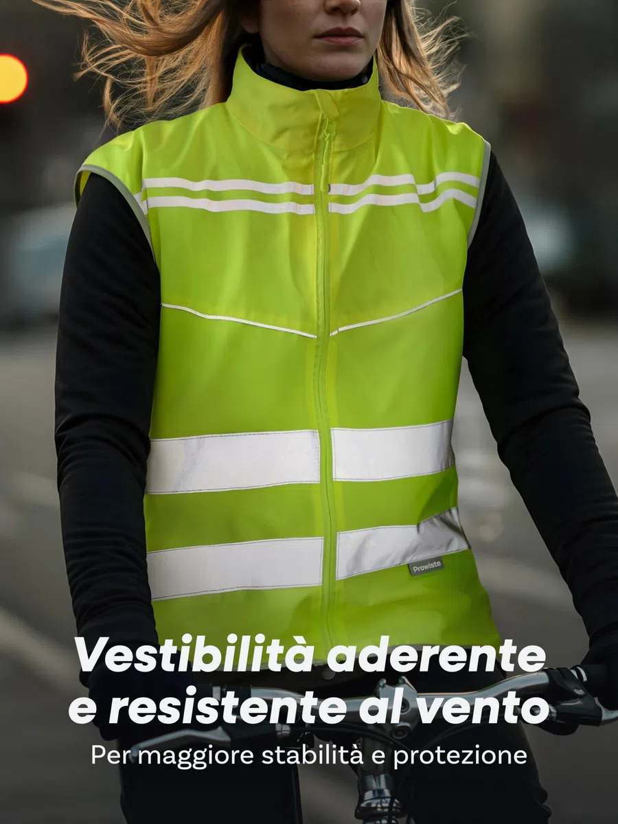 Prowiste Gilet Catarifrangente Ciclismo Uomo e Donna - Alta Visibilità in Giallo Neon & Strisce Riflettenti – Traspirante (Mesh) – Con Tasca Posteriore