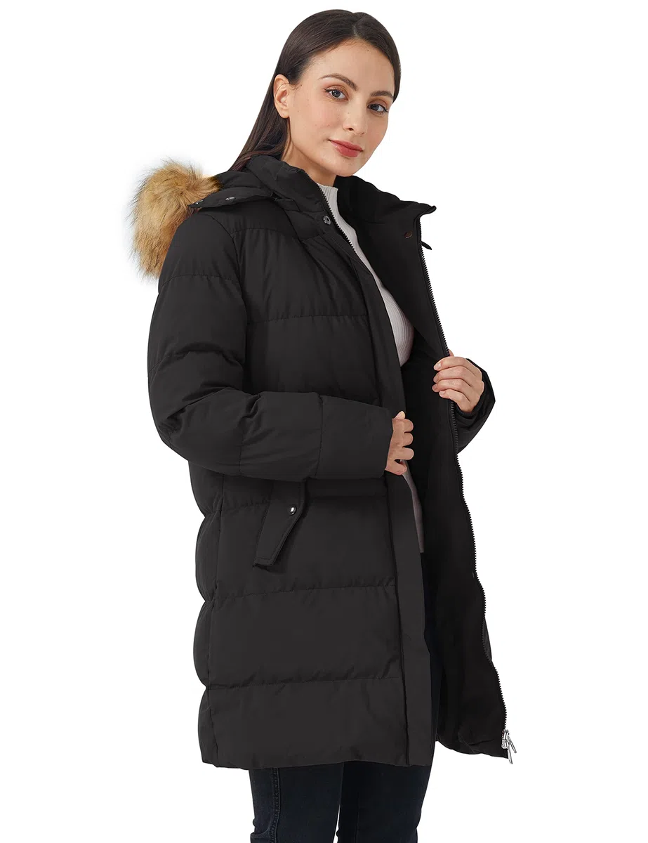 WenVen Piumino Donna Invernale con Ispessito Cappuccio Rimovibile in Pelliccia Sintetica