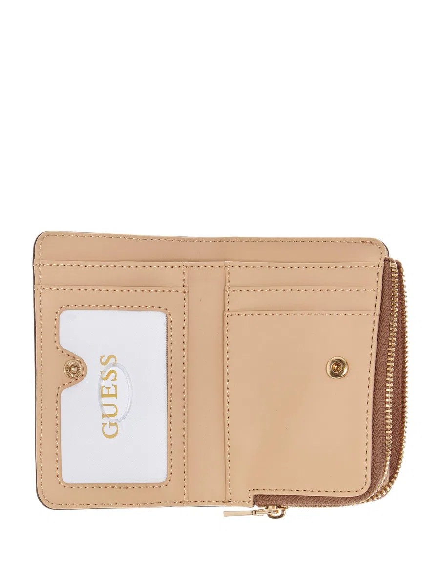 GUESS portafoglio Emelie Logo SLG Zip Around Card Case Bone Logo multicolore