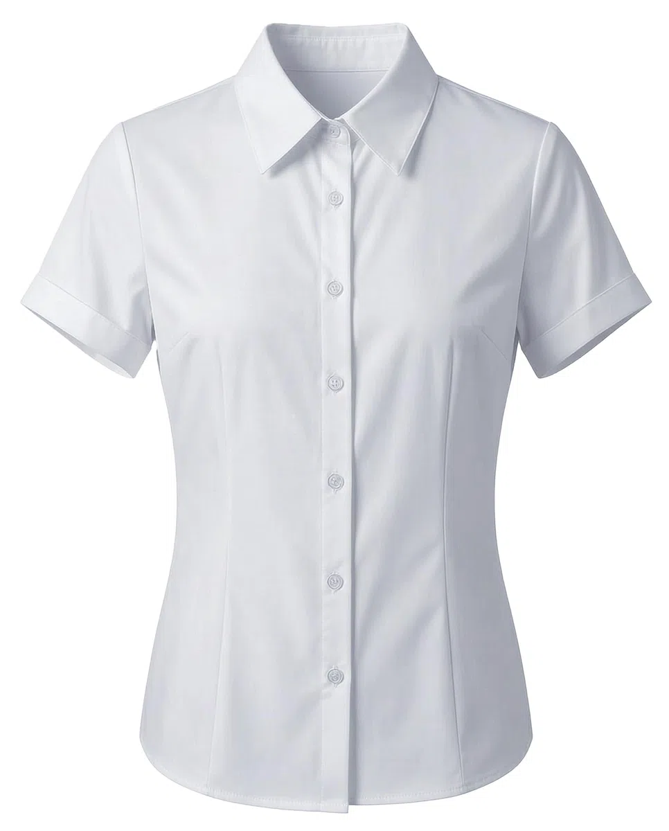 Camicia Donna Maniche Corte Elegante Elasticizzata Camicetta Ufficio Formale Business Casual Blusa Aderente Estiva